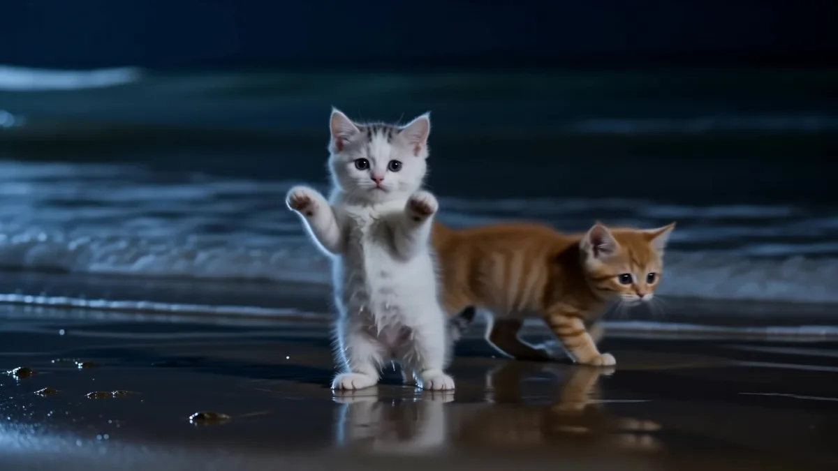 Kittens Dancing on the Beach