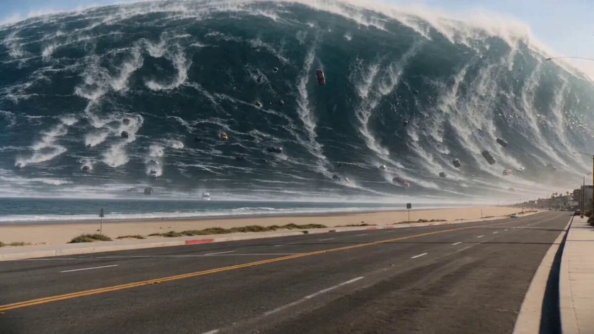 Frozen Tsunami Over the Highway