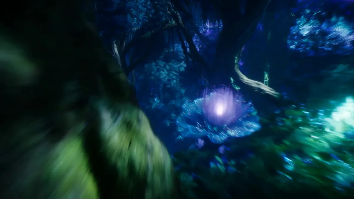 Flight Through a Glowing Forest