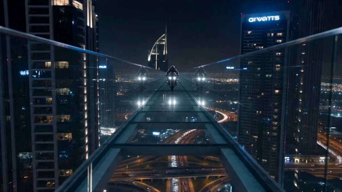 Skybridge Motorbike Stunt