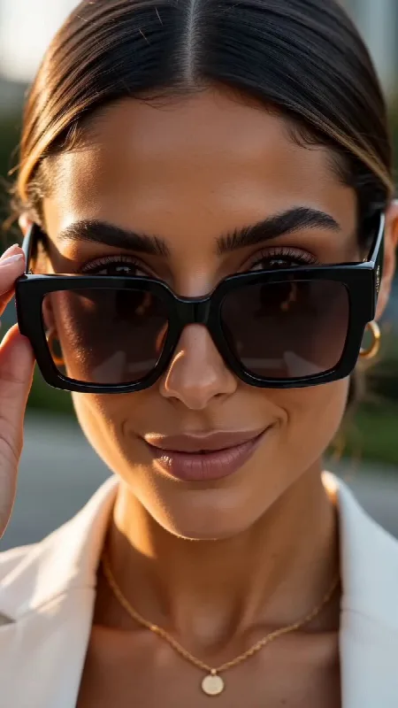 All White Sunglasses Look