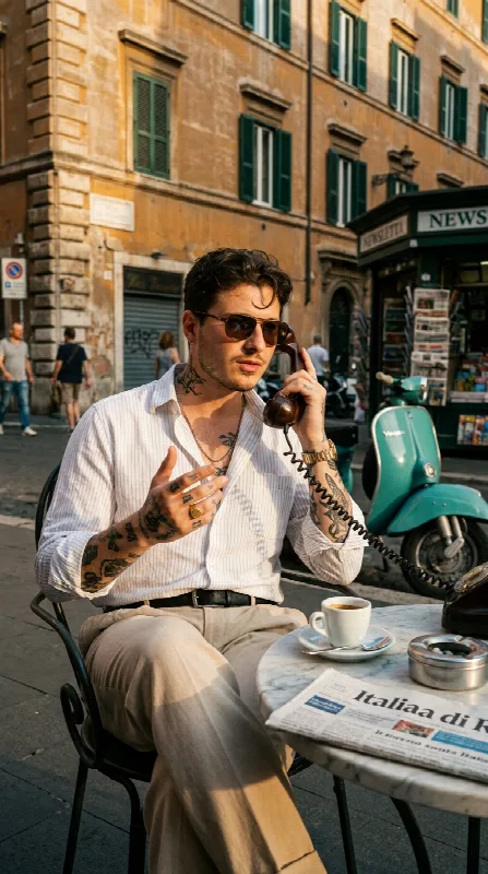 Vintage Roman Café Scene