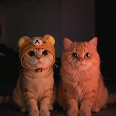 Only the two cats from reference @image1 and reference…